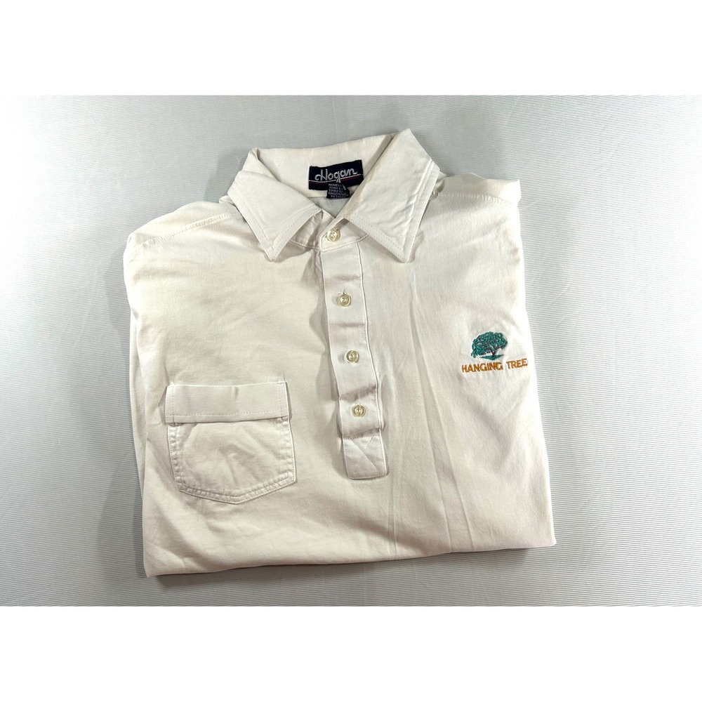 Hogan Mens Mercerized Cotton Polo Shirt White Hanging Tree Logo Large